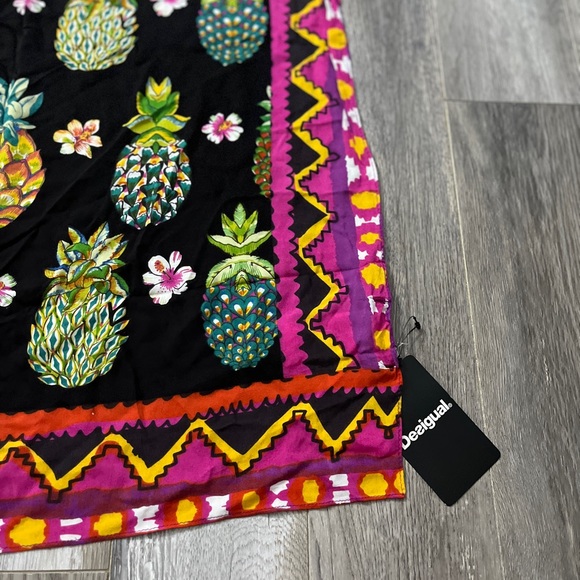 NWT - Desigual Women’s Pineapple Day Viscose Square Scarf - Size 48” x 48” - Picture 7 of 9